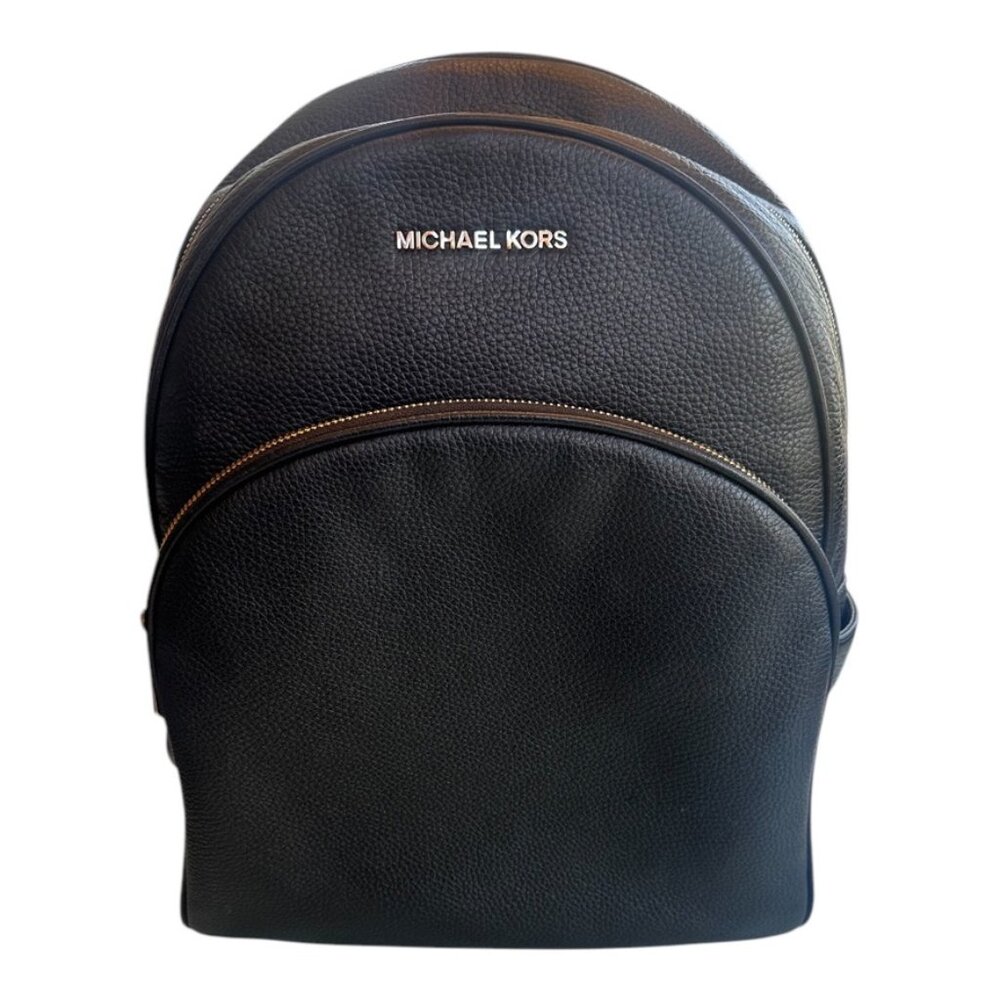 Michael Kors Large Backpack, Black Pebble Leather w/ gold accent